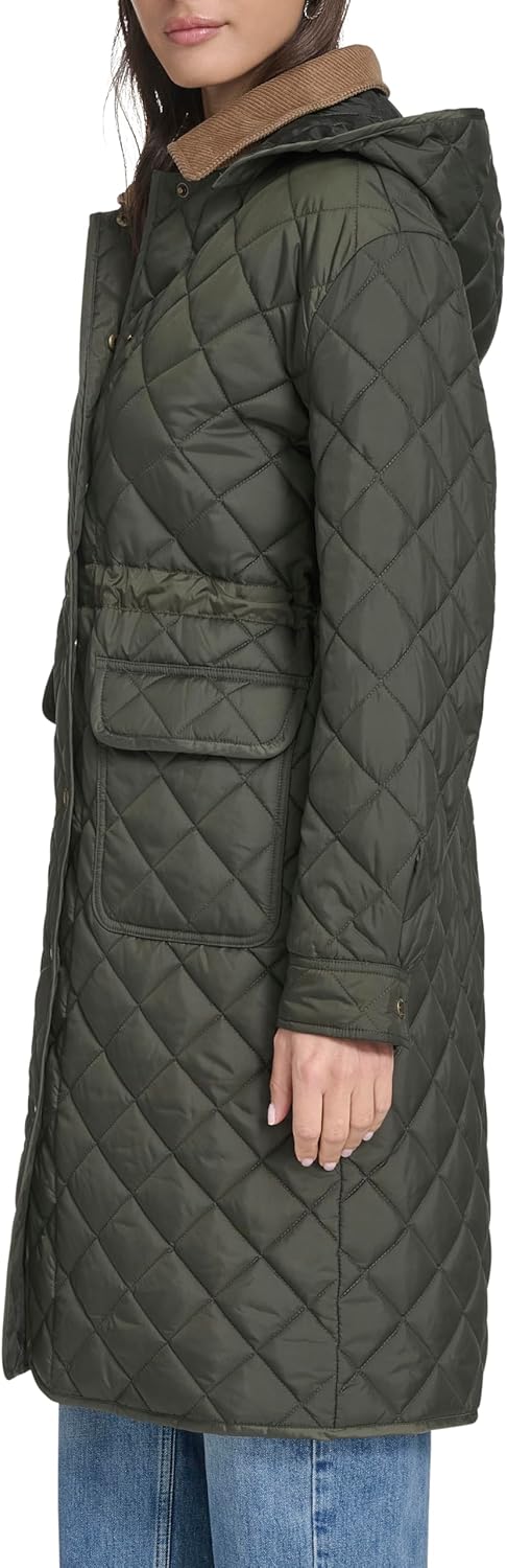 Женская стеганая куртка Levi's Diamond Quilted Cinch Waist, Olive — фото 3
