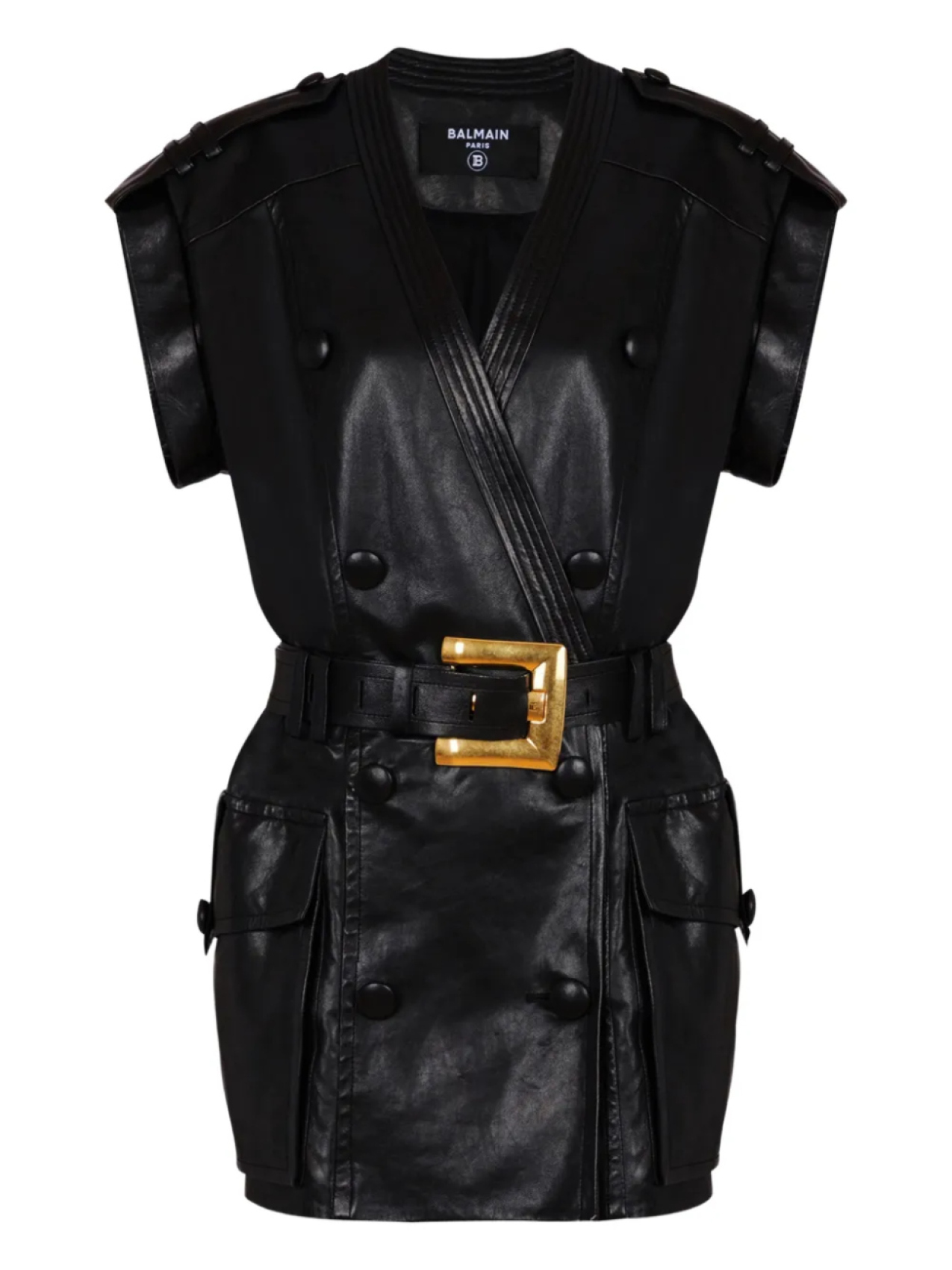 

Balmain платье мини с поясом, черный