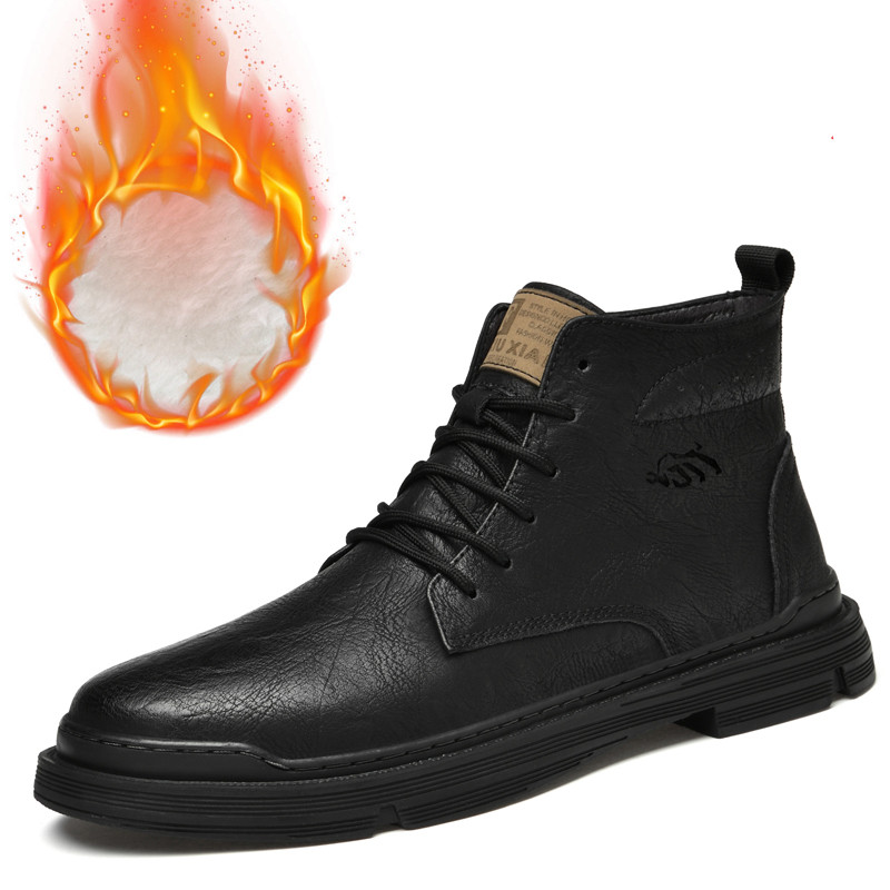 Bull Thunder Короткие мартинсы мужские утепленные коричневые, цвет Brown Insulated Shoes — фото 3