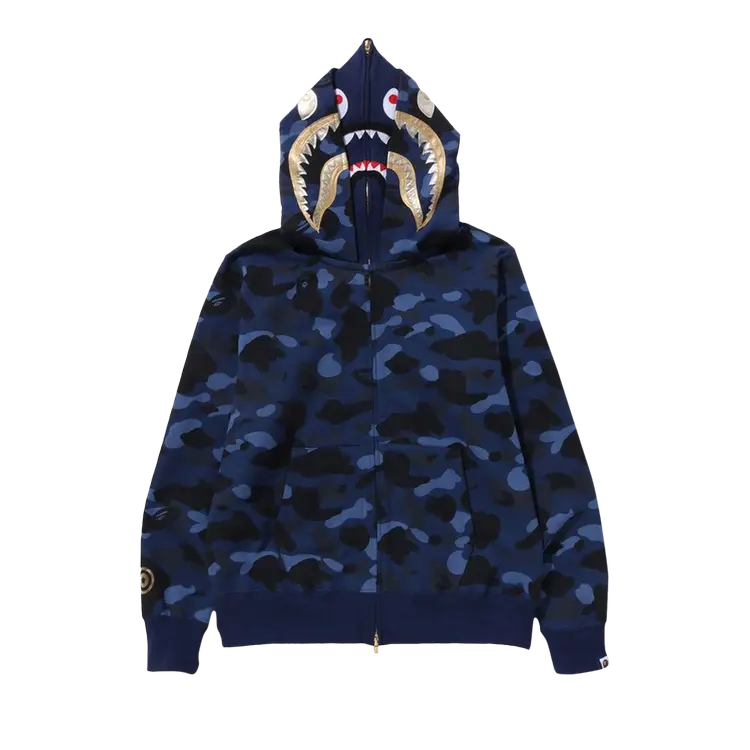 

Худи BAPE Color Camo Double Shark Full Zip 'Navy', синий