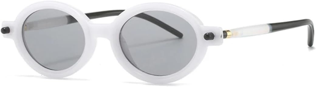 

Солнцезащитные очки для мужчин и женщин - защита UV400 - овальные, двухцветные, светло-серые, с заклепками, для занятий спортом на открытом воздухе и вождения DSVIGF, White Light Gray