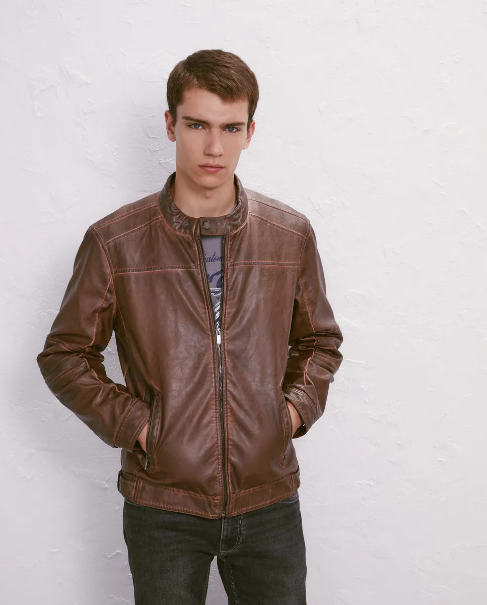 

Мужская кожаная куртка Easy Wear, цвет Camel