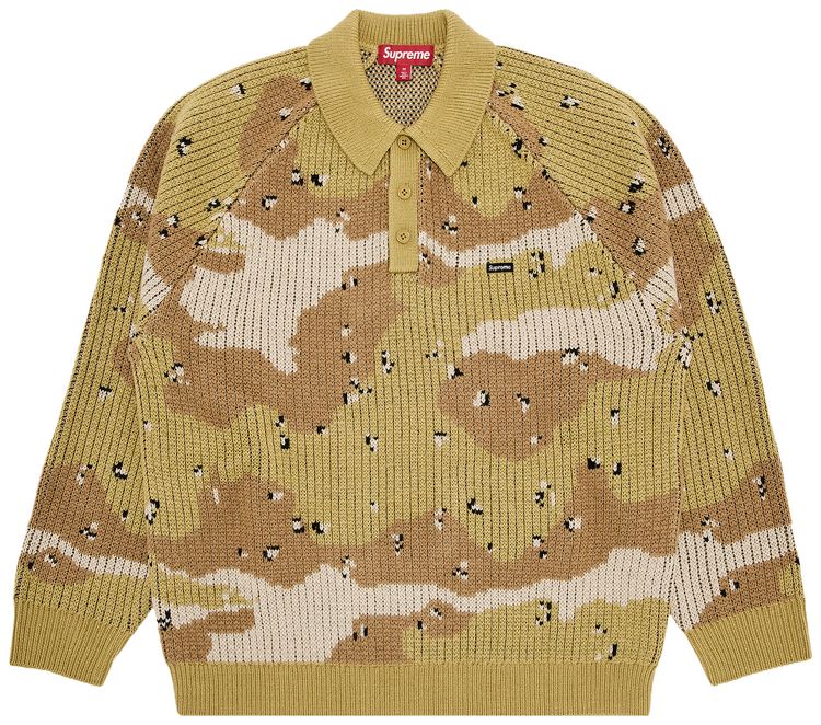 

Свитер Supreme Small Box Polo Sweater 'Desert Camo', загар