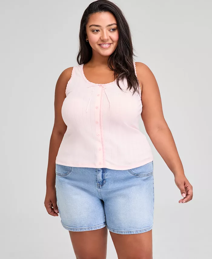 

Модный хлопковый топ-топ больших размеров с ажурным узором And Now This, розовый