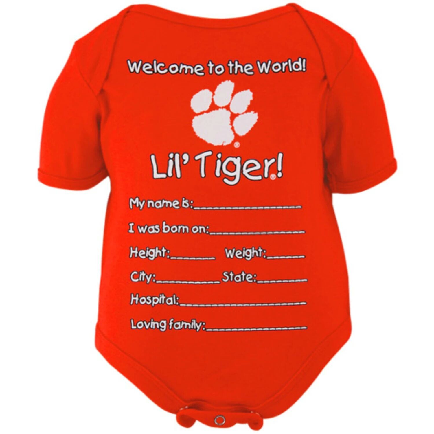 

Clemson Tigers Newborn Добро пожаловать в мир Creeper - оранжевый Unbranded