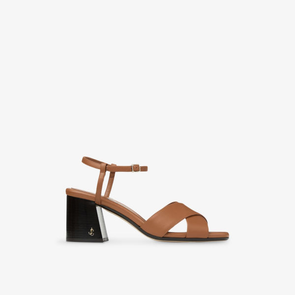 Сандалии на каблуке Jimmy Choo Valla 65 из кожи, коричневый
