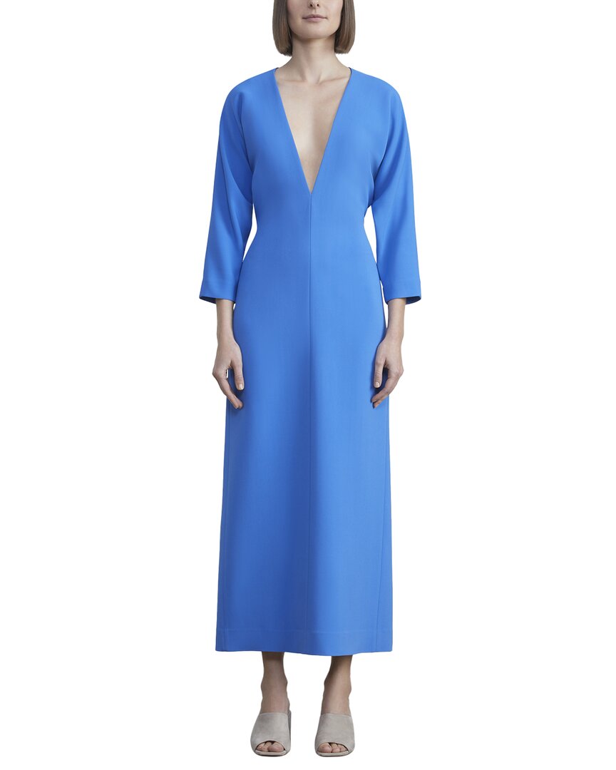 

Lafayette 148 New York Глубокий вырез Шелковое миди-платье, синий