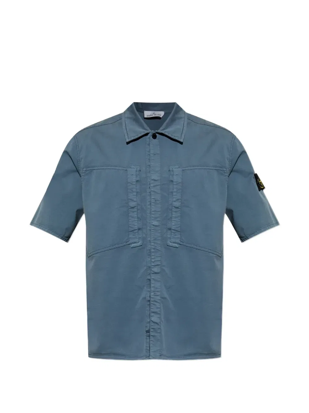 Рубашка с коротким рукавом и нашивкой с логотипом Stone Island, синий