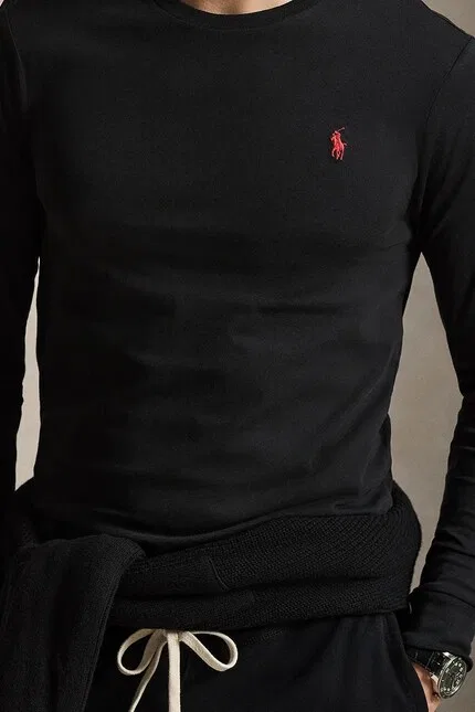 Лонгслив Polo Ralph Lauren, черный — фото 4
