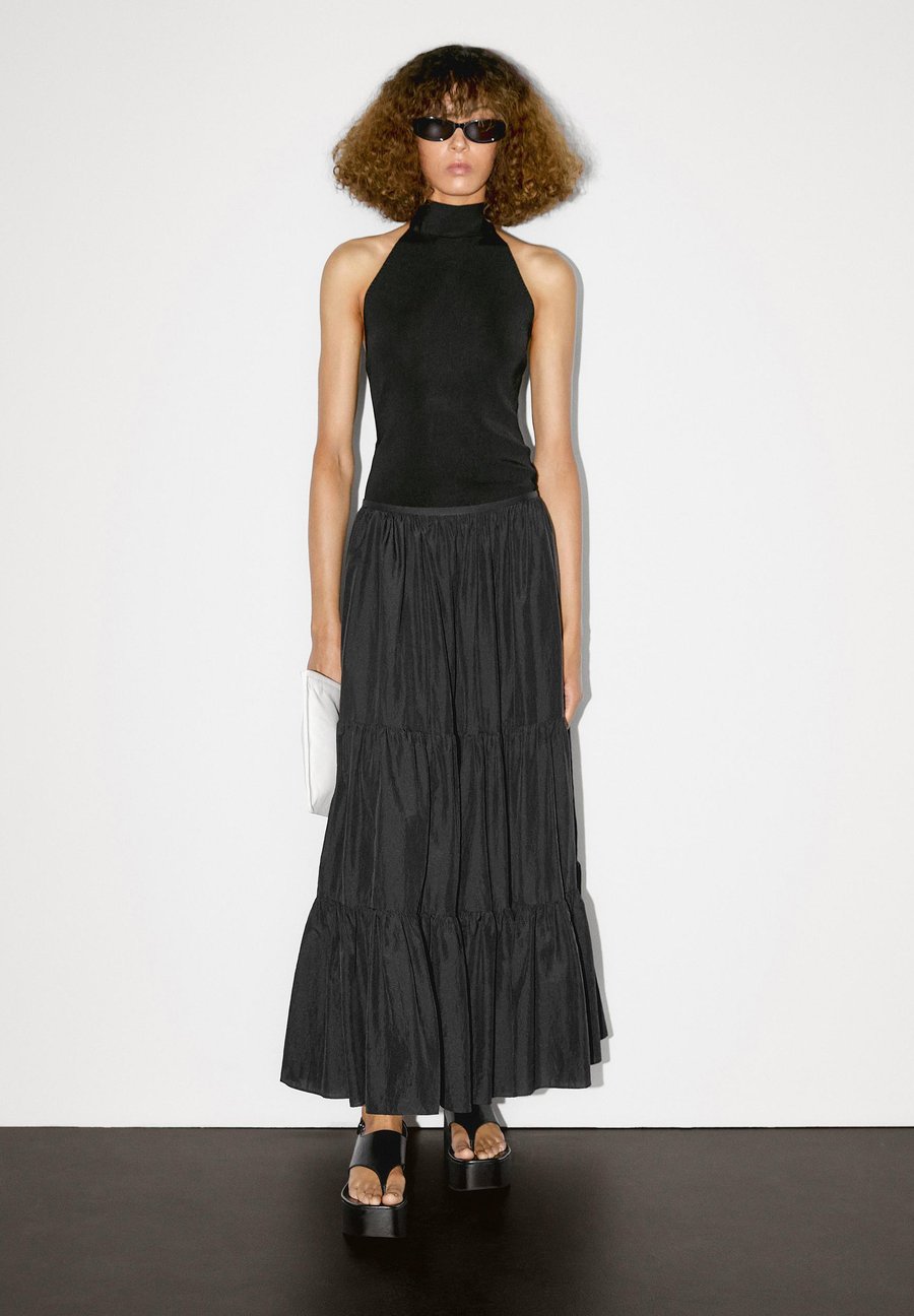 

Юбка Massimo Dutti LONG FLARED WITH GATHERED DETAIL, Black