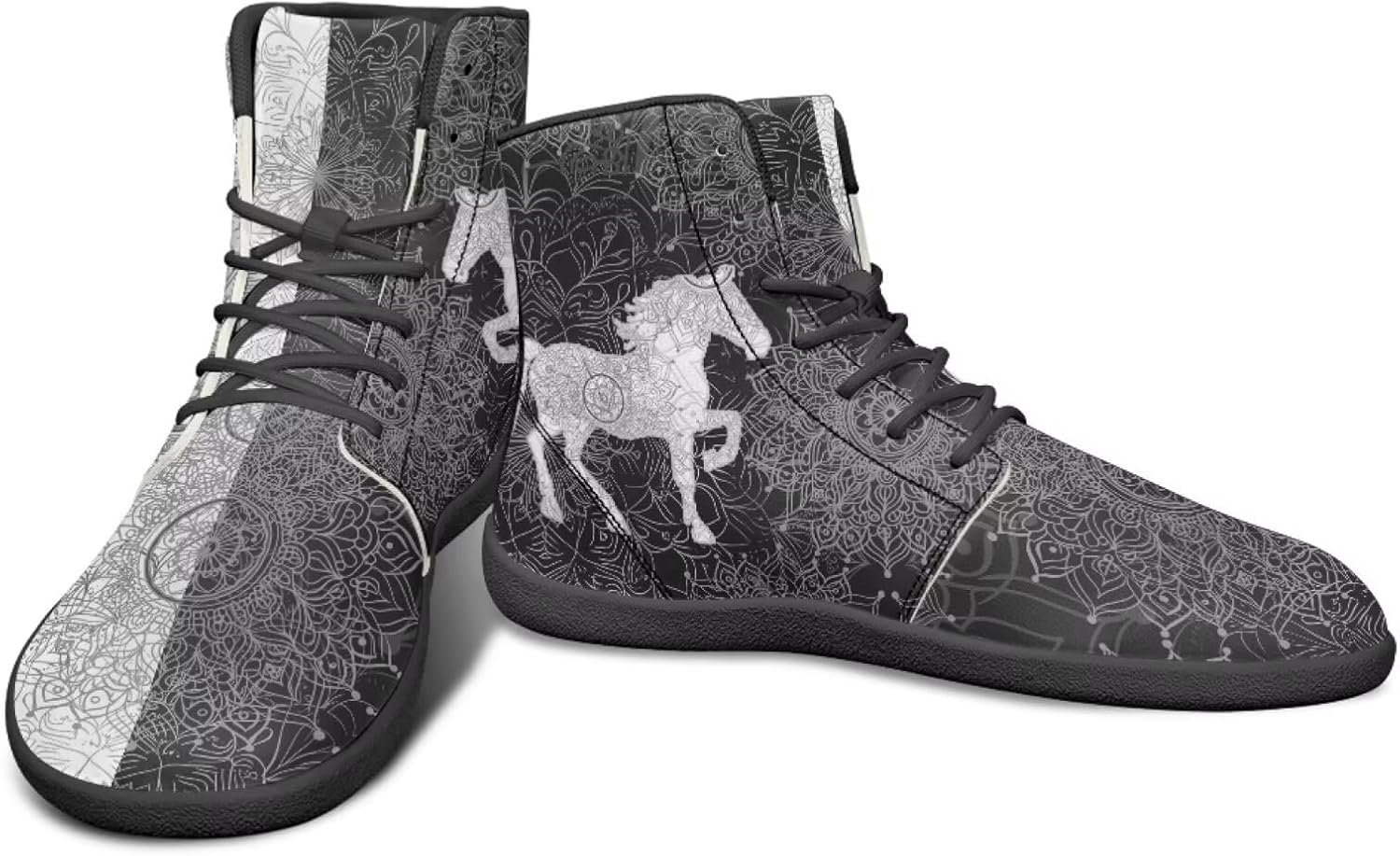 

Мужские ультрагибкие кроссовки с анималистическим принтом, высокие, на резиновой подошве, черно-белые, с мандалой, для бега Watdotory