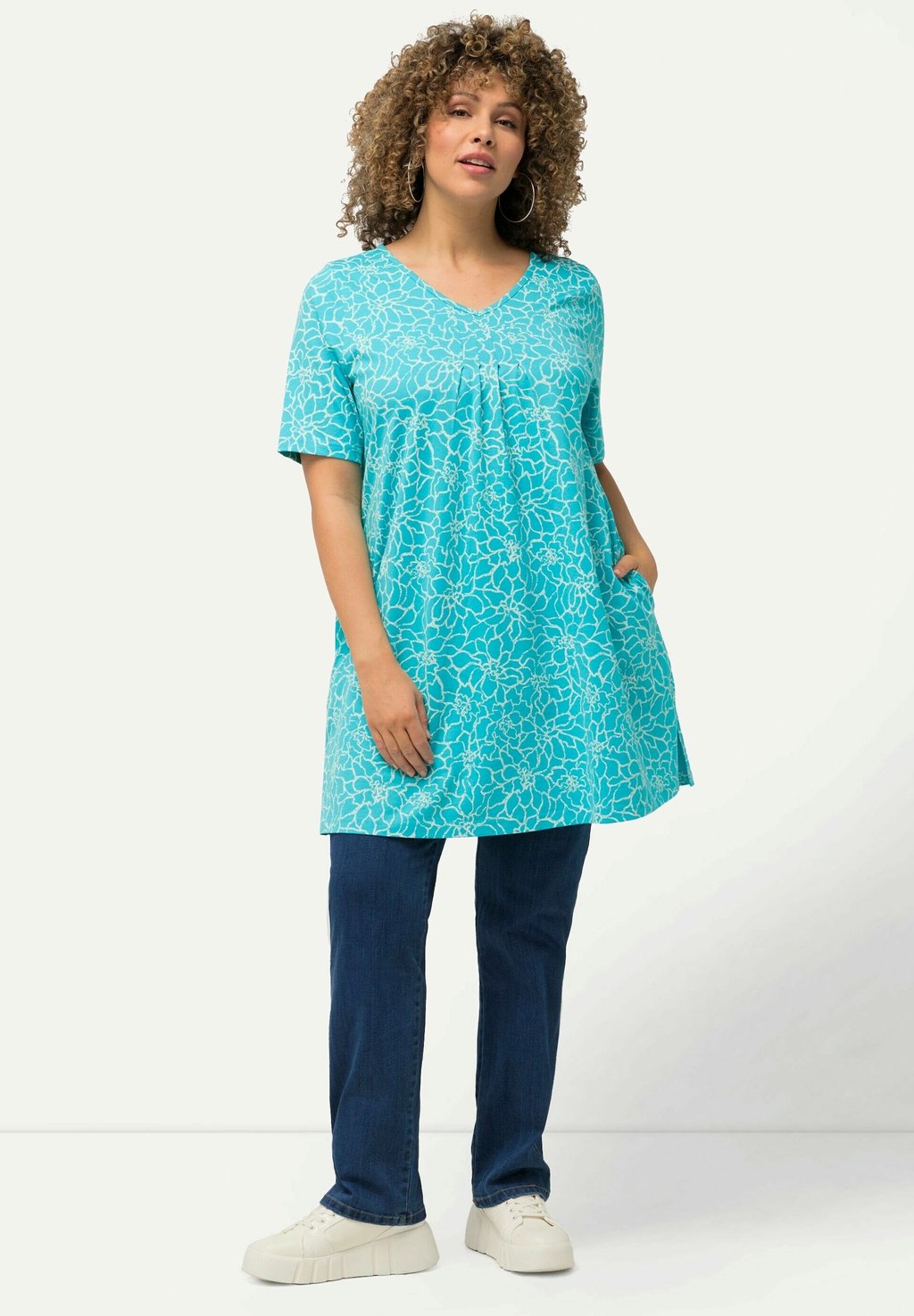 

Футболка с принтом SHORT SLEEVE V-NECK Ulla Popken, синий