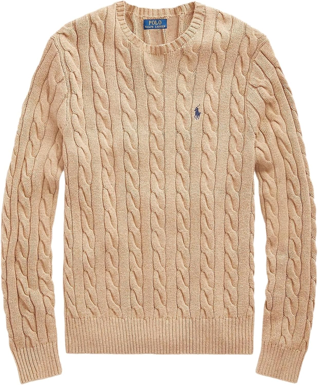 

Polo Ralph Lauren мужской свитер из хлопка с косой вязкой, Ralph Lauren Camel Heather