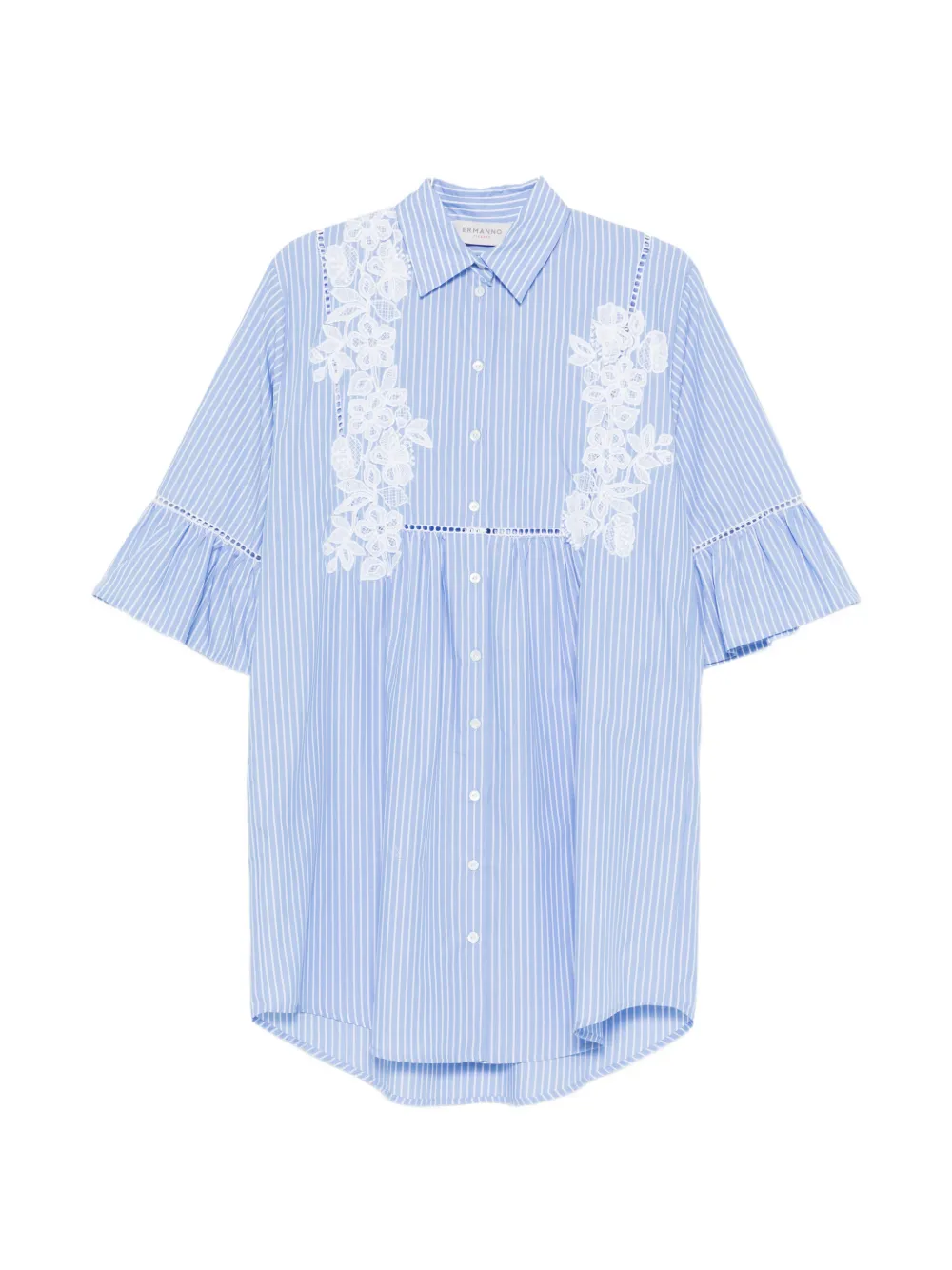 

Мини-платье в полоску из цветочного кружева Ermanno Firenze, синий