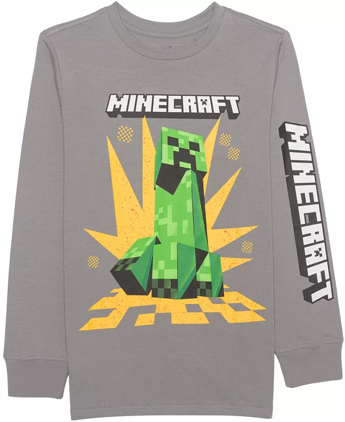 

Футболка с длинным рукавом «Враждебное поведение больших мальчиков» Minecraft, серый