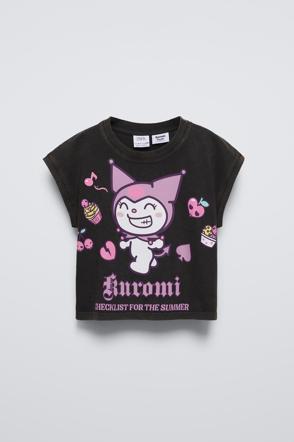 

Футболка kuromi sanrio ZARA, антрацитово-серый
