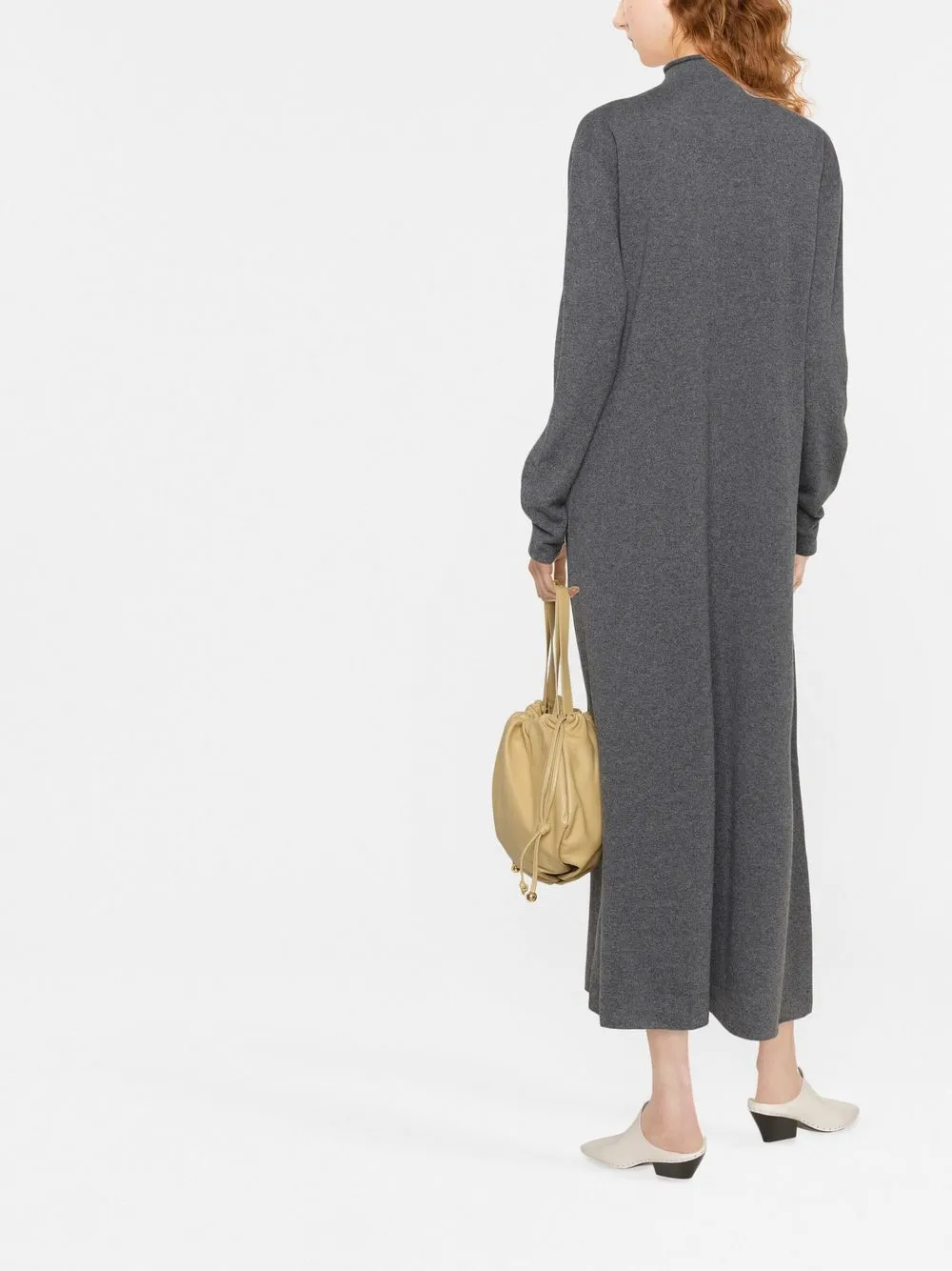 Трикотажное платье с высоким воротником JIL SANDER, серый — фото 4