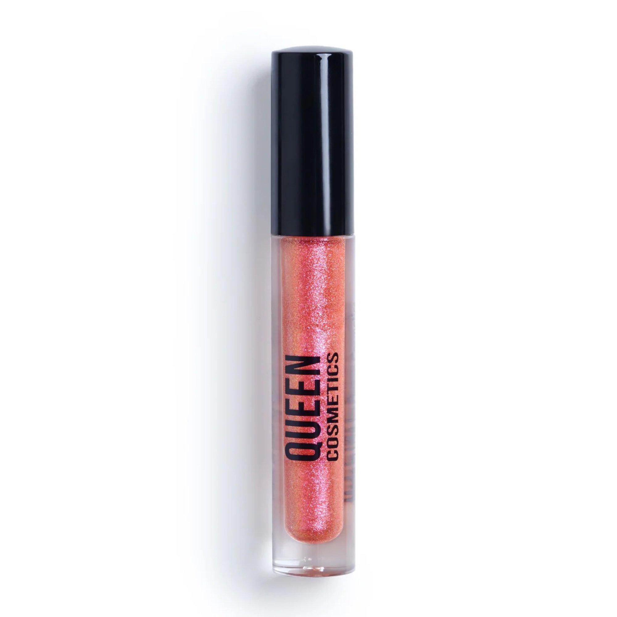 

Блеск для губ Diamond Shimmer High Shine Queen Cosmetics, Runway (Coral pink gloss with diamond shimmer that flashes gold and rose in the light.)