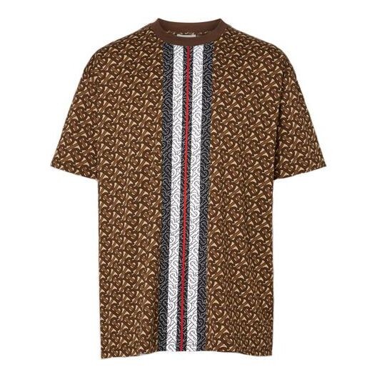 

Футболка Men's Burberry Logo Stripe Printing Short Sleeve Brown, коричневый