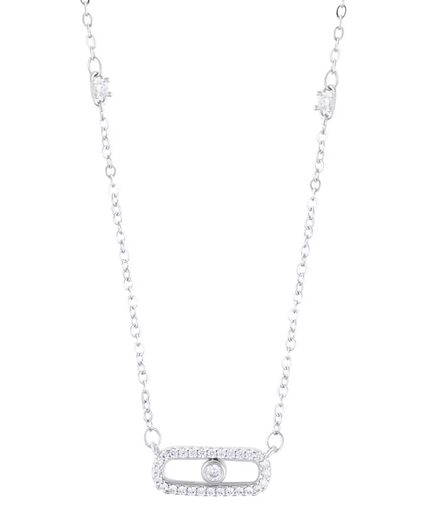 

Серебряное регулируемое ожерелье с танцующим камнем из кубического циркония Adornia, silver