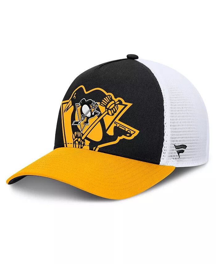 

Мужская черная/золотая кепка Pittsburgh Penguins Authentic Pro A-Frame Rink Adjustable Fanatics