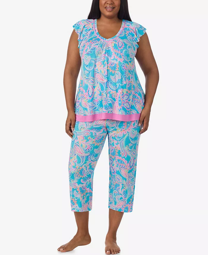 

Укороченный пижамный комплект с короткими рукавами больших размеров Ellen Tracy, мультиколор