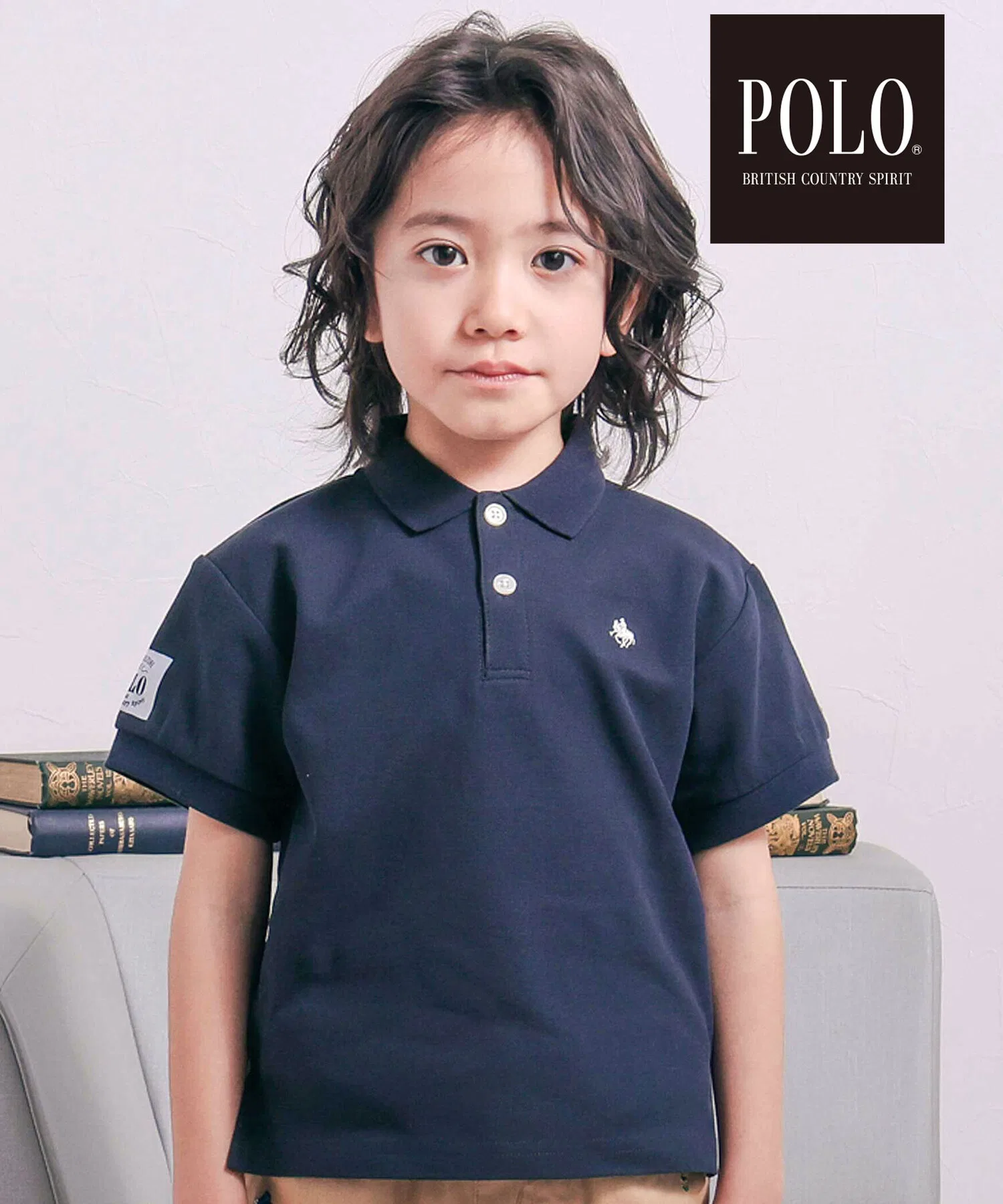 【Коллаборация POLO BCS x SLAP SLIP】Поло с коротким рукавом, однотонное и полосатое (80-130 см)