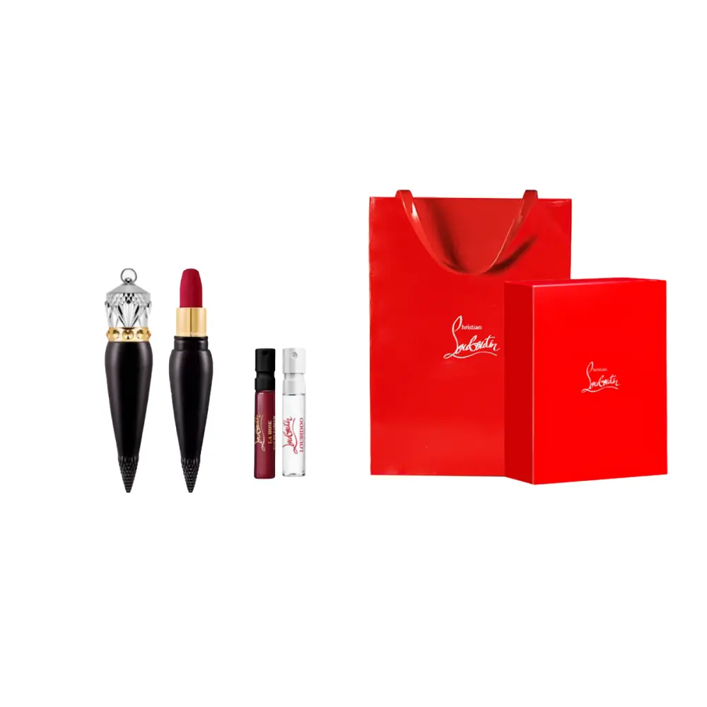 Christian Louboutin Набор для макияжа CL Black Tube Carrot Diced Lipstick: легко растушевывается, стойкая, 3,8 г + 2 мл (2 пробника парфюма) + коробка + фирменный пакет — фото 4