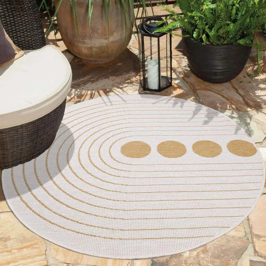 

Ковер Carpet City для улицы "DUO RUG 5739", круглый, двусторонний ковер, устойчивый к атмосферным воздействиям внутри и снаружи, на балконе, террасе, в гостиной Ø 160 см, цвет Gelb