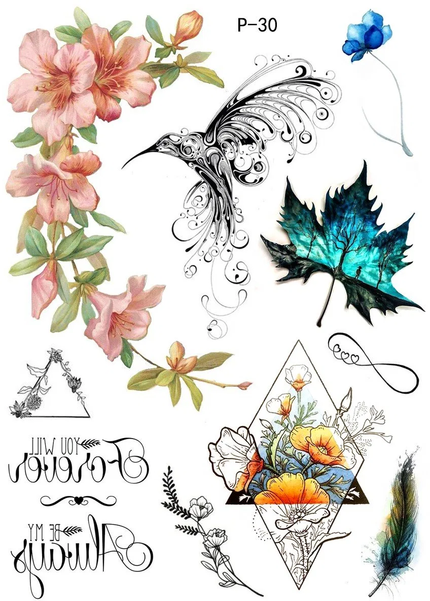 Временные татуировки «Ловец снов» с колибри и цветами Beyondtattoos — фото 2