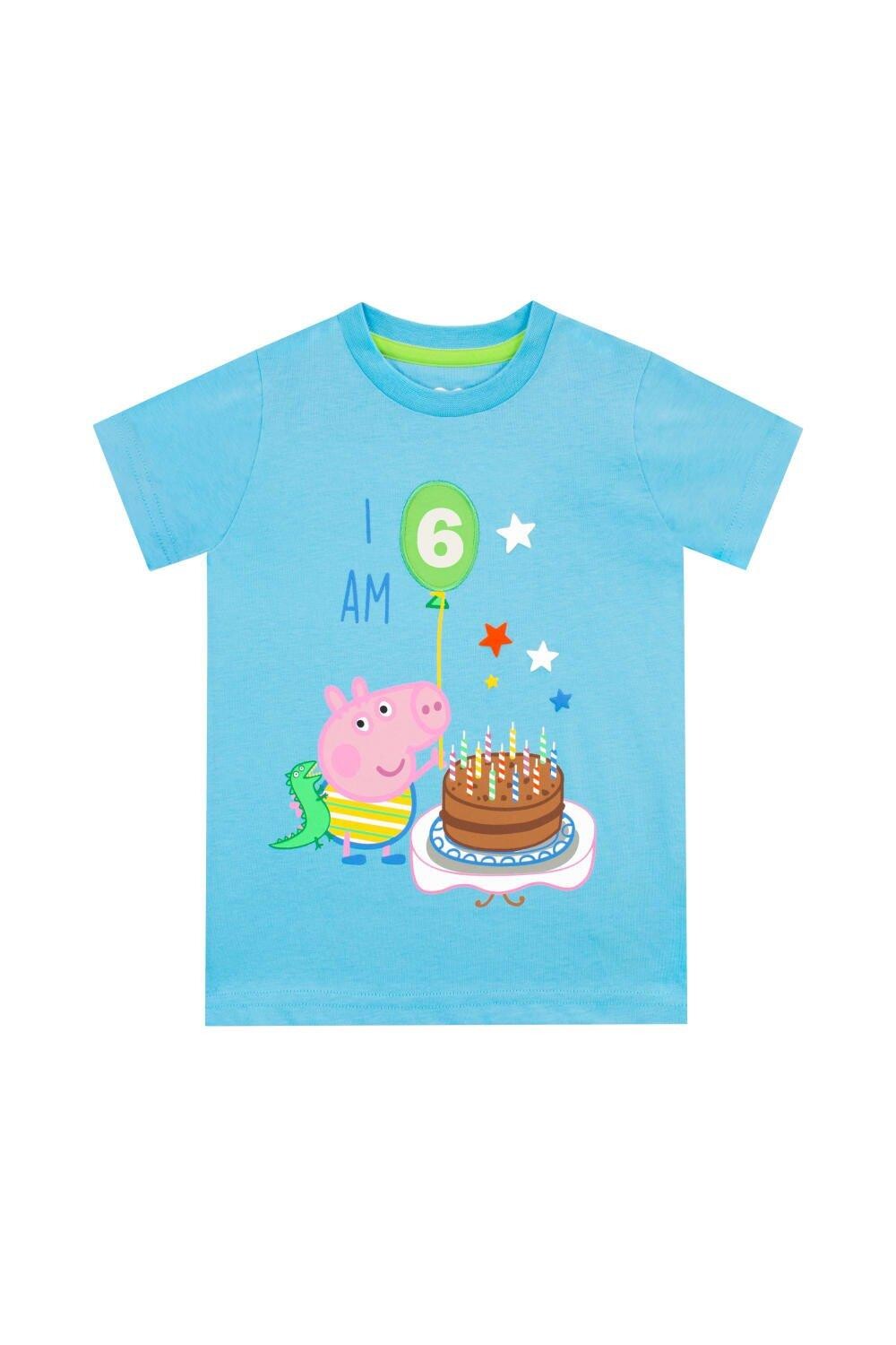 

Футболка «Мне 6 лет со свиньей Джорджем» на день рождения Peppa Pig, синий