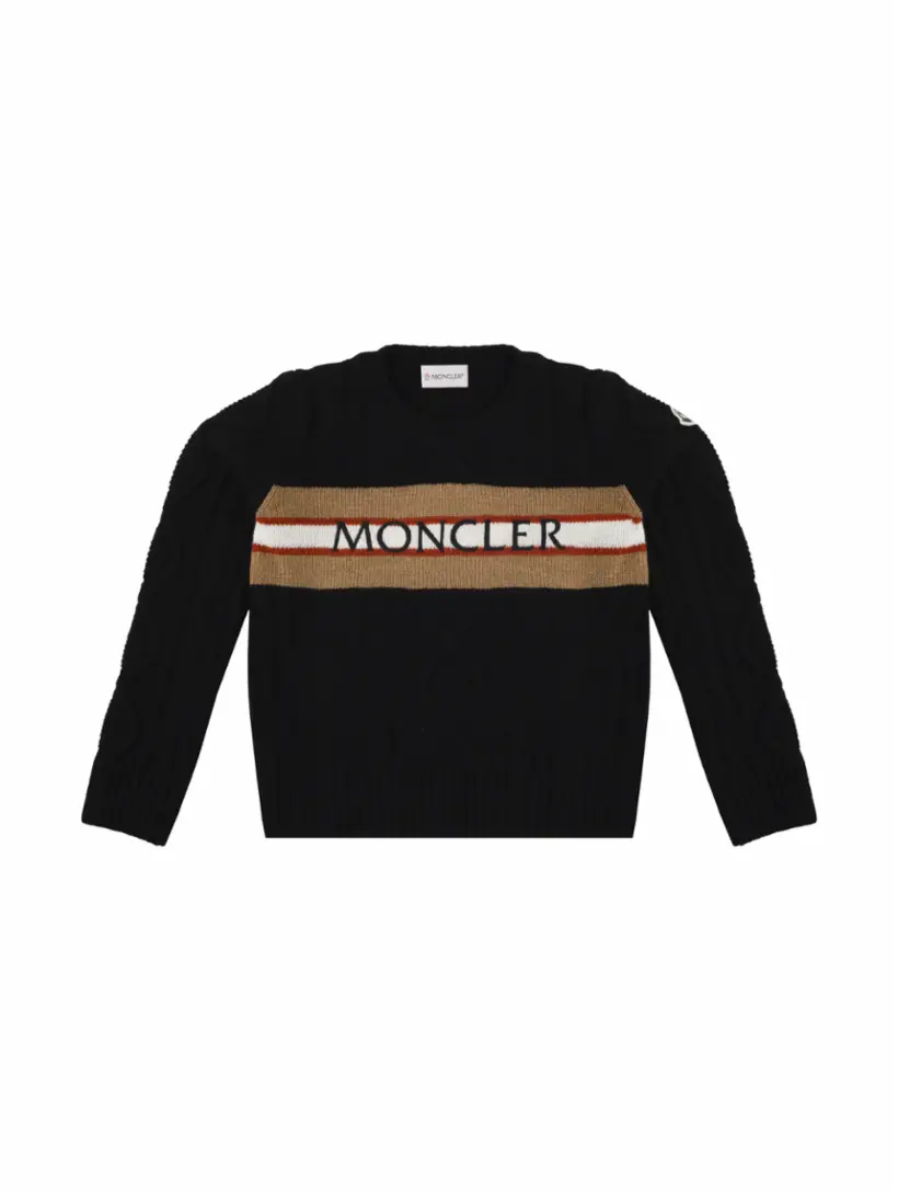 

Шерстяной джемпер с логотипом Moncler, черный