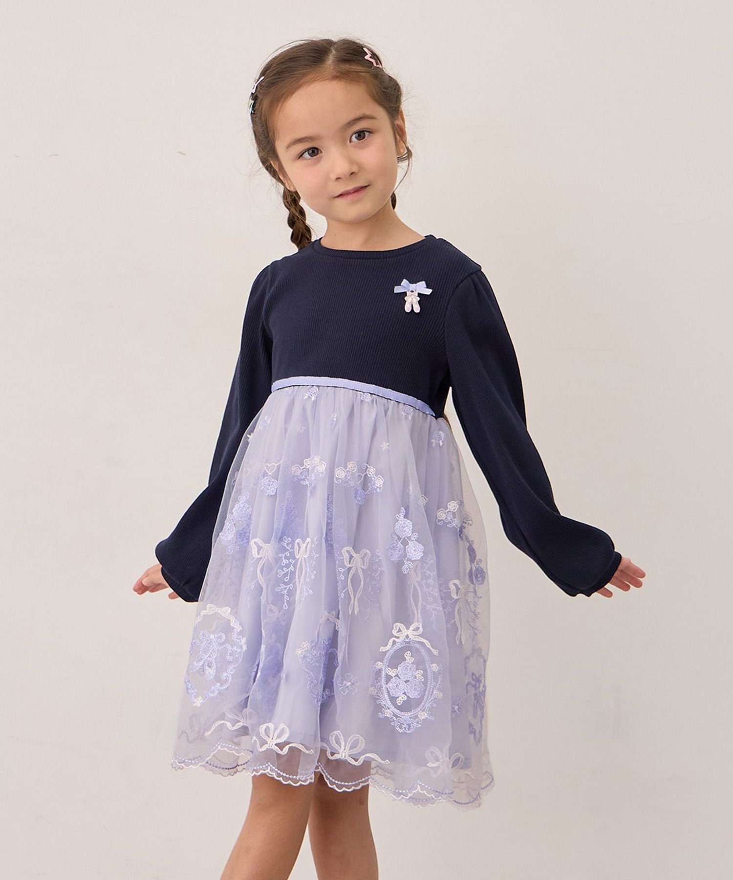 Балетное платье из вышитого тюля ANY KIDS, Navy x Sax Blue [073]