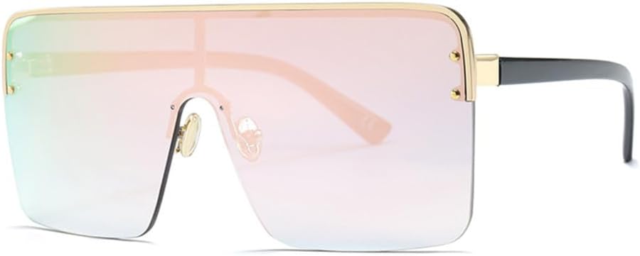 

Большие солнцезащитные очки для женщин с зеркальными линзами и плоской верхней частью; большие солнцезащитные очки для мужчин в винтажном стиле с градиентным переходом HDUBFY, 7