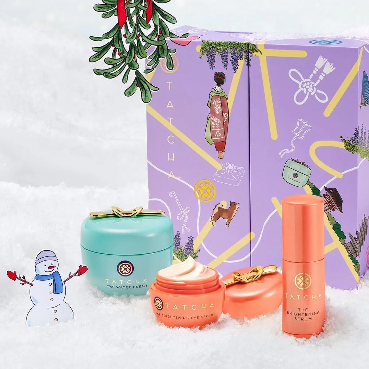 Набор TATCHA для очищения пор и придания коже сияния | Подарочный набор - увлажняющий крем, осветляющий крем для глаз и осветляющая сыворотка дорожного размера — фото 3