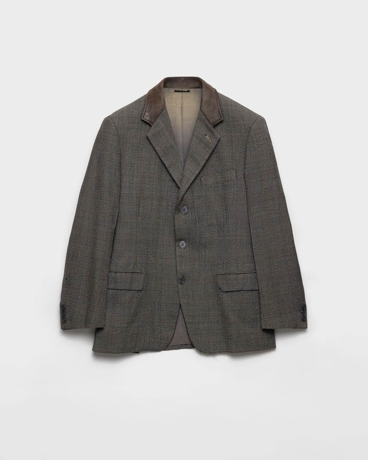 

Однобортный шерстяной пиджак Prada, антрацитовый серый