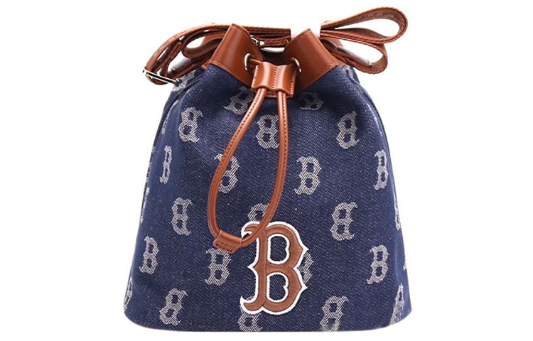 

Хлопковая сумка через плечо с одним ремнем Обычная Мужская Синяя MLB