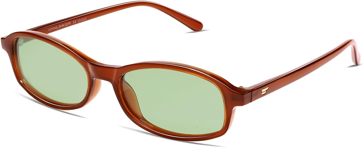 

Солнцезащитные очки VANLINKER Retro Polarized Rectangle Sunglasses для женщин, модные, в стиле 90-х, маленькие квадратные, винтажные, узкая тонкая оправа VL9855, C6-hazelnut Brown Frame / Green Lenses
