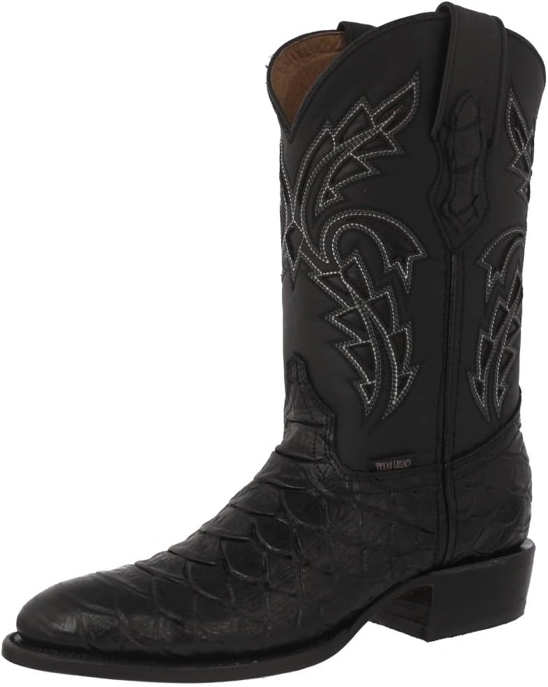 

Мужские черные ковбойские сапоги Texas Legacy с узором из кожи питона и круглым носком
