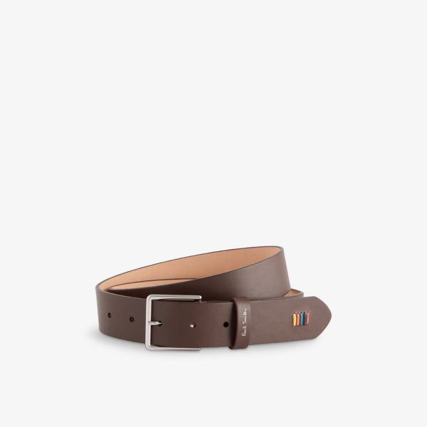 

Ремень Paul Smith кожаный с радужной строчкой, коричневый