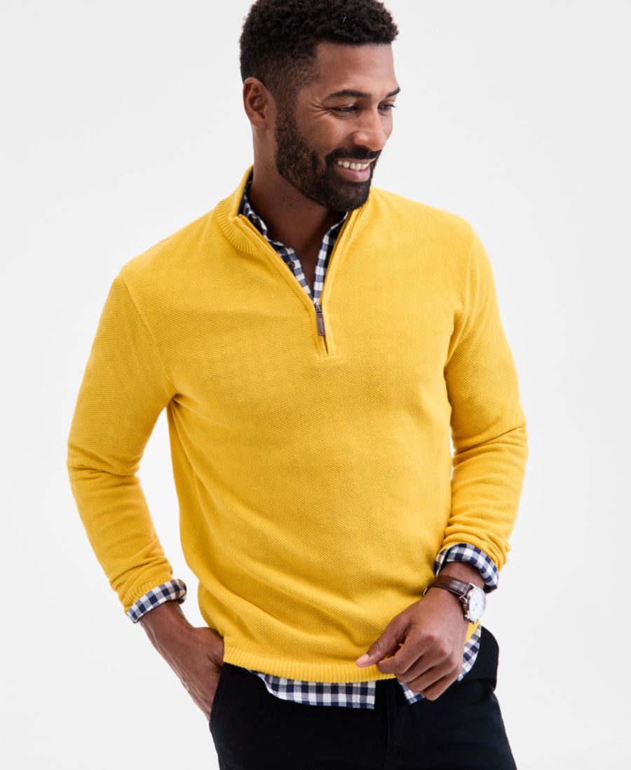 

Мужской свитер на молнии до середины груди, эксклюзивно для Macy's Club Room, Gold