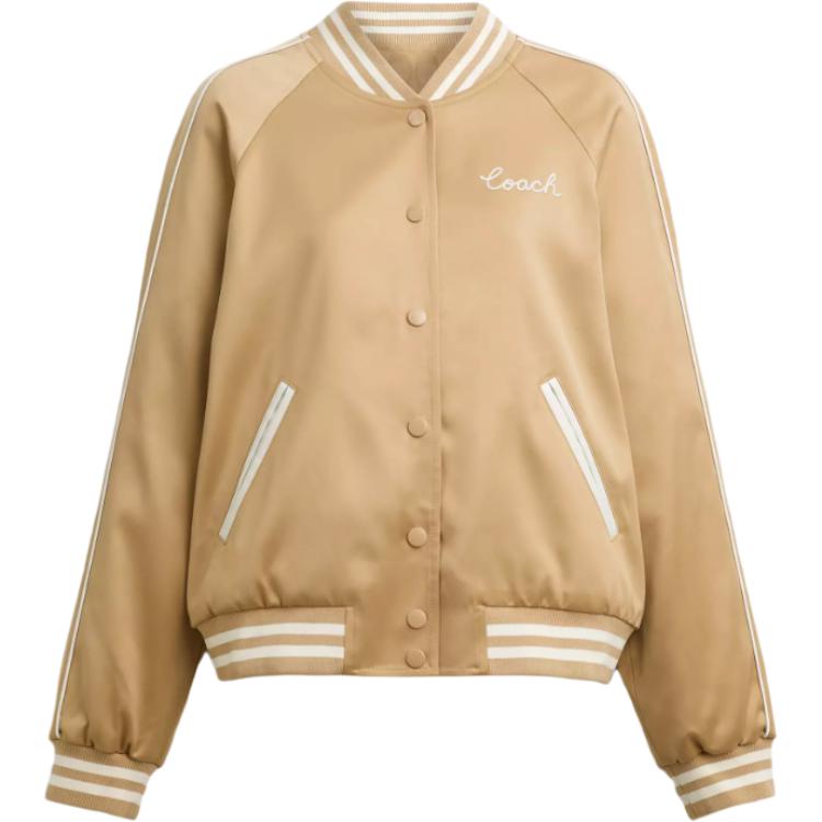 

COACH Женская бейсбольная куртка светло-коричневого цвета, Light Umber