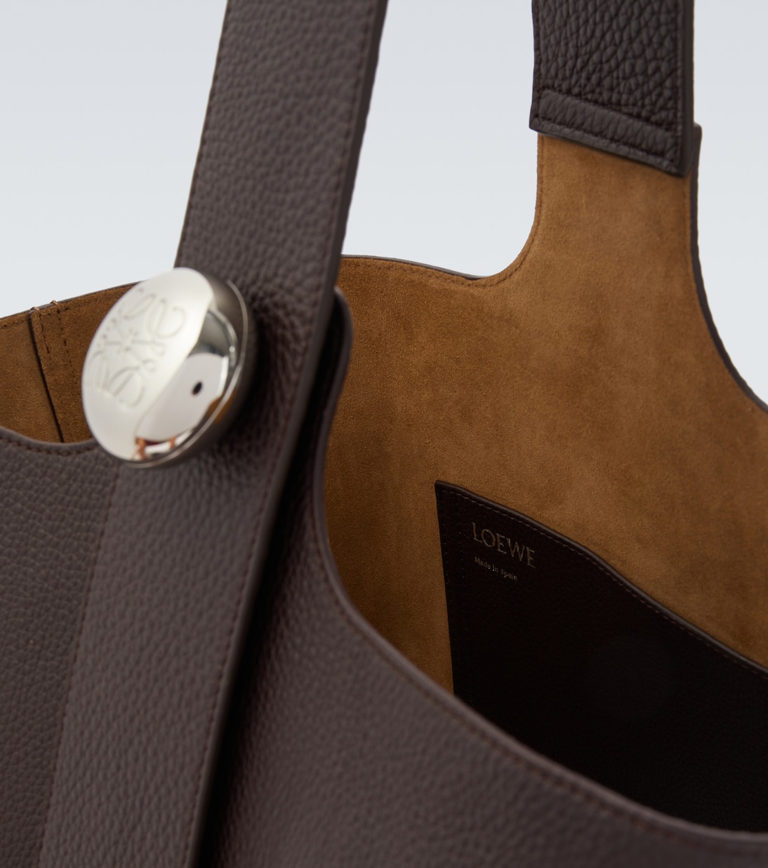 Большая кожаная сумка-ведро Pebble Loewe, Oxblood — фото 4
