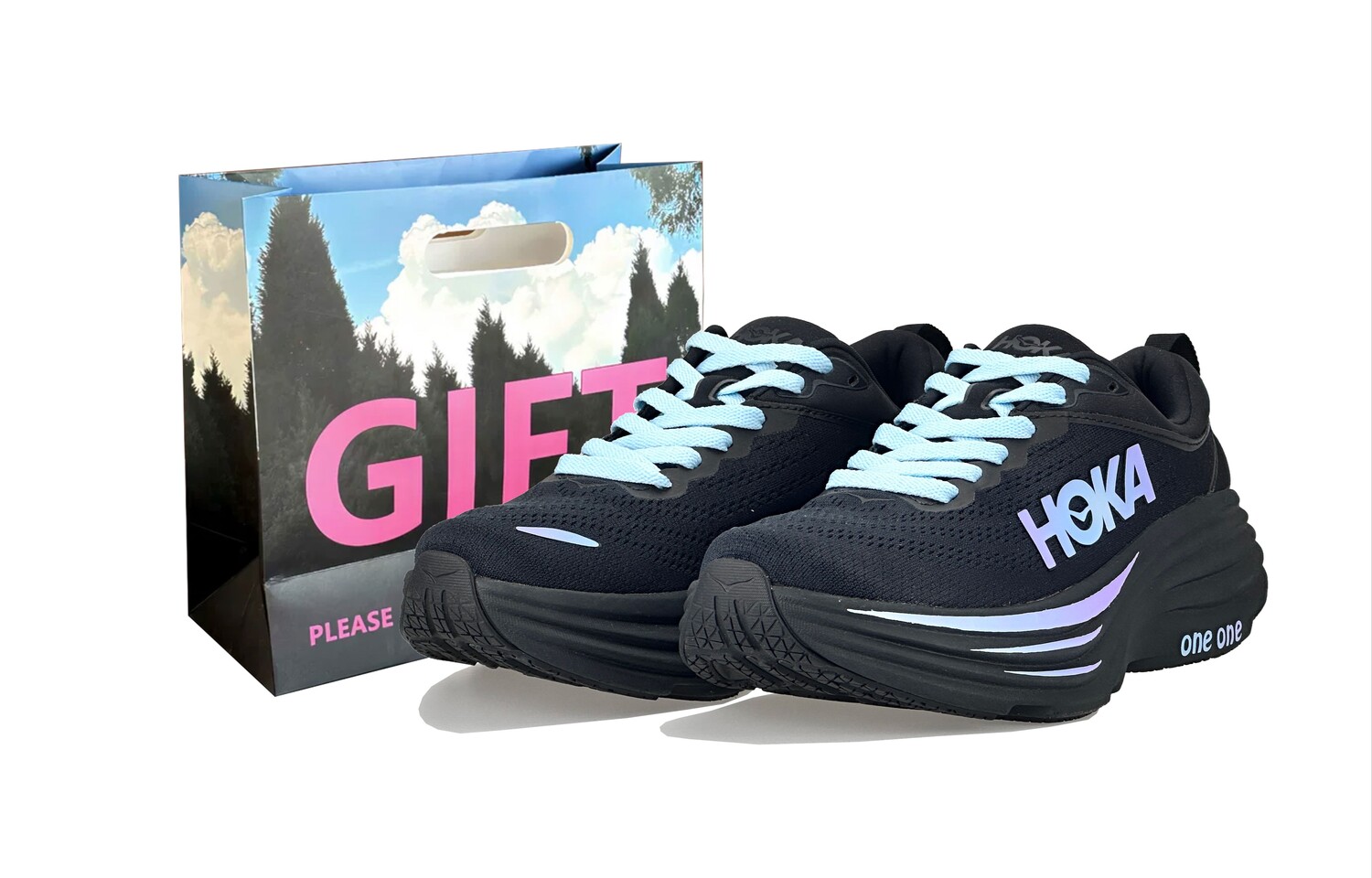 

Кроссовки Bondi 8 мужские с низким верхом, черные/синие/фиолетовые Hoka One One