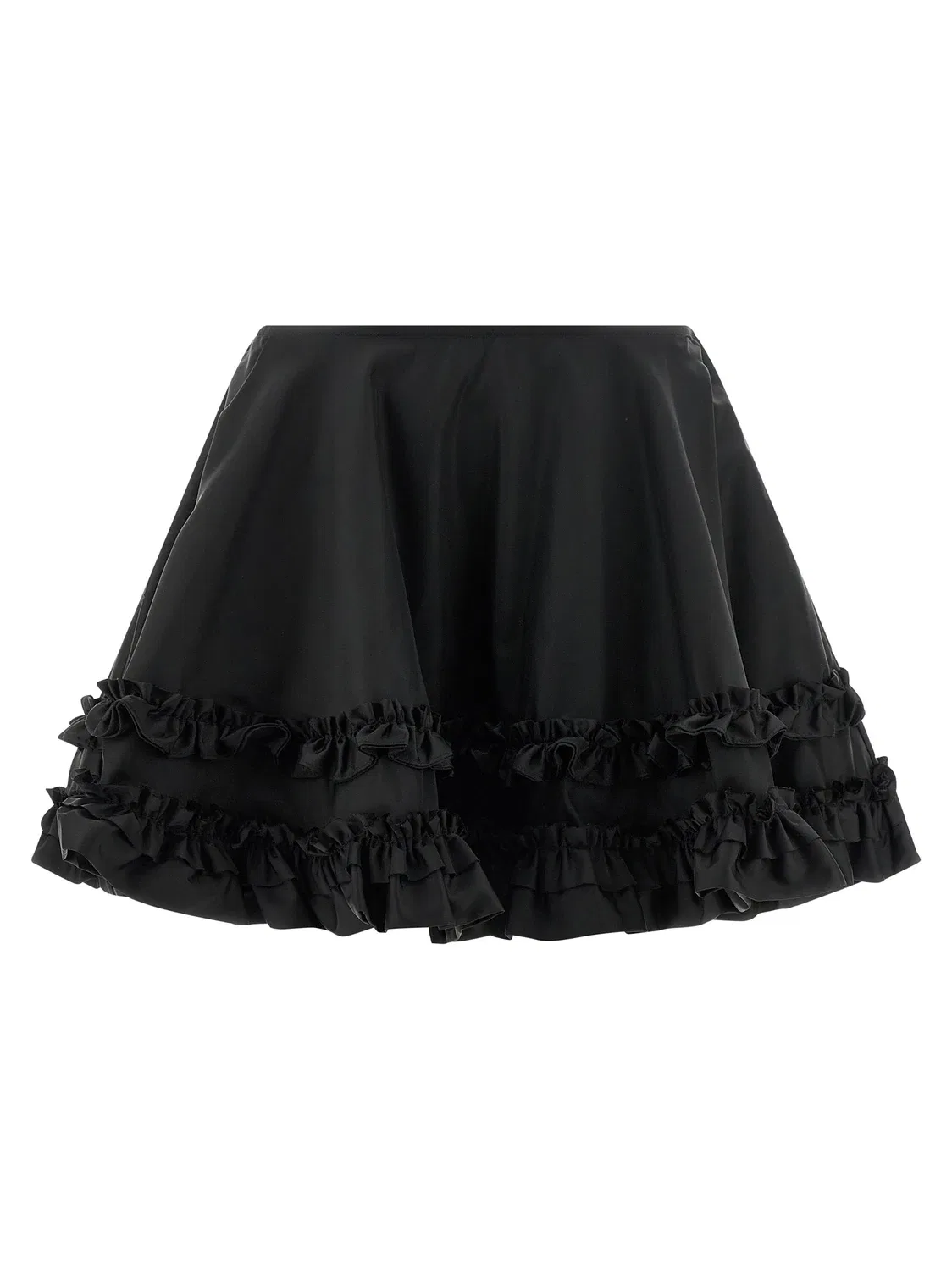 Юбка мини с оборкой из нейлона duchesse GANNI, черный