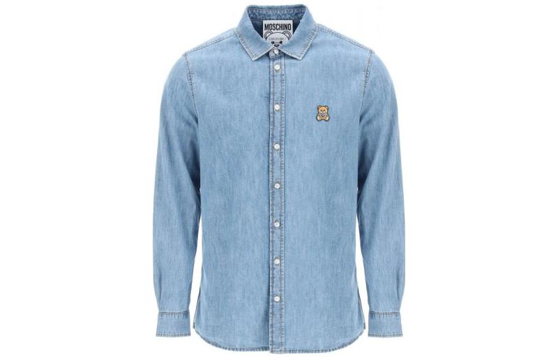 

Moschino Рубашки мужские синие с острым воротником, средней толщины, другие