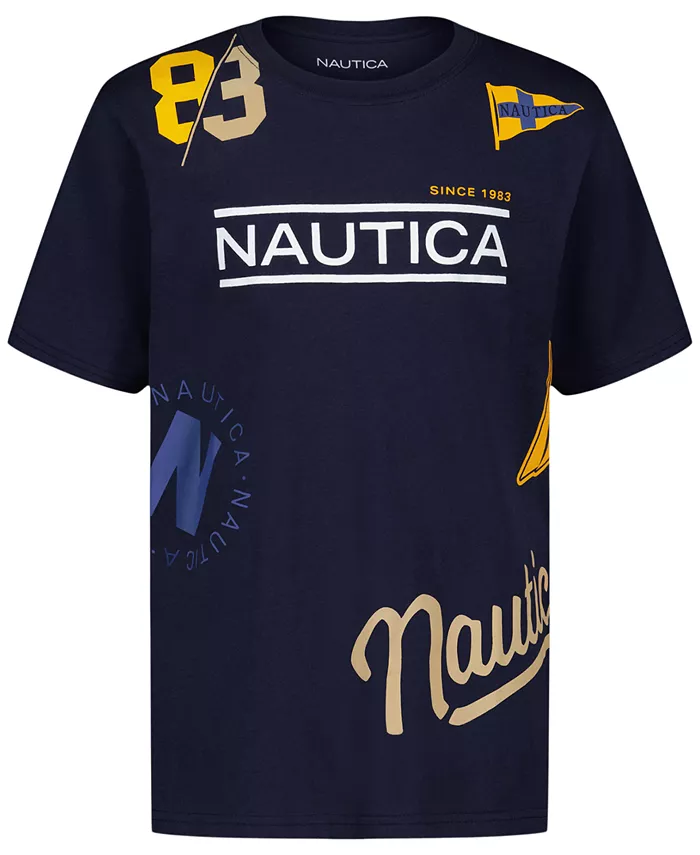 

Футболка с игривым принтом и короткими рукавами для малышей и мальчиков Nautica, синий