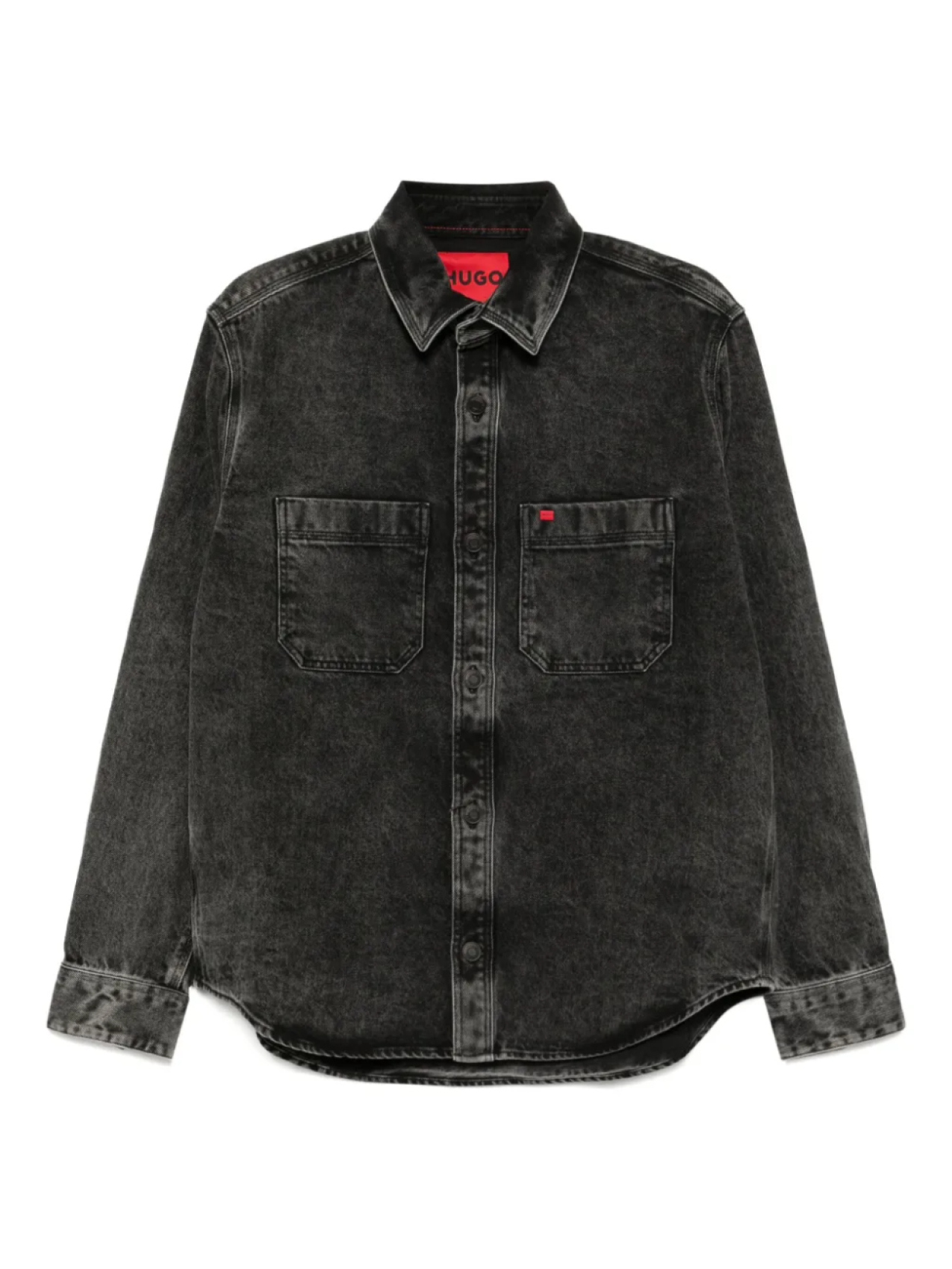 

Джинсовая рубашка оверсайз Patch Pockets HUGO, серый