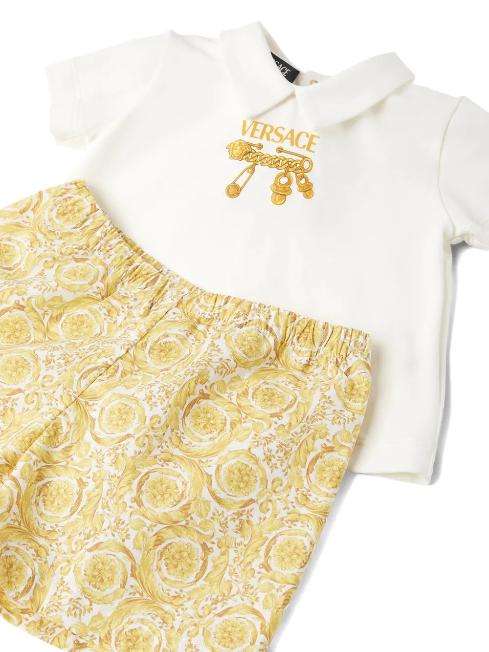 Комплект из футболки и шортов с логотипом Versace Kids, белый — фото 3