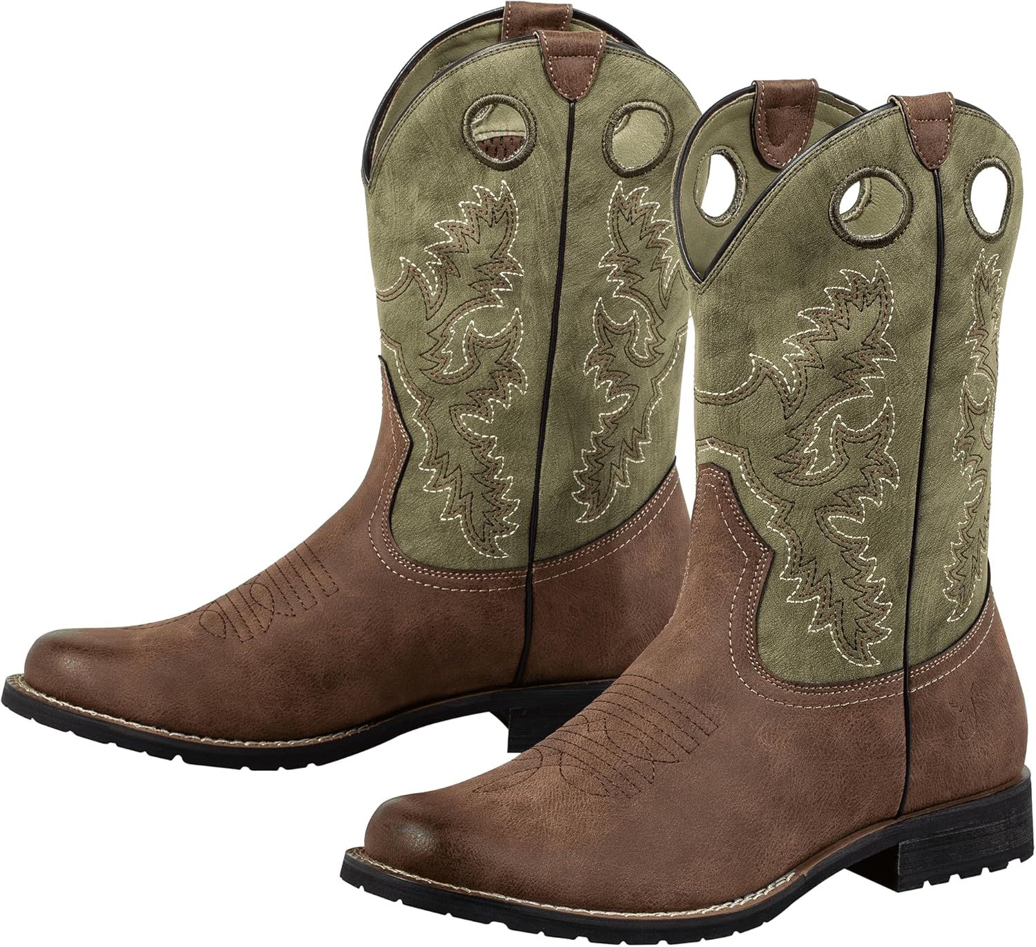 Мужские ковбойские ботинки J's.o.l.e Western, круглый носок, ботинки, без шнуровки, из ПУ кожи с вышивкой, повседневные и нарядные, коричневые J’S.O.L.E — фото 2